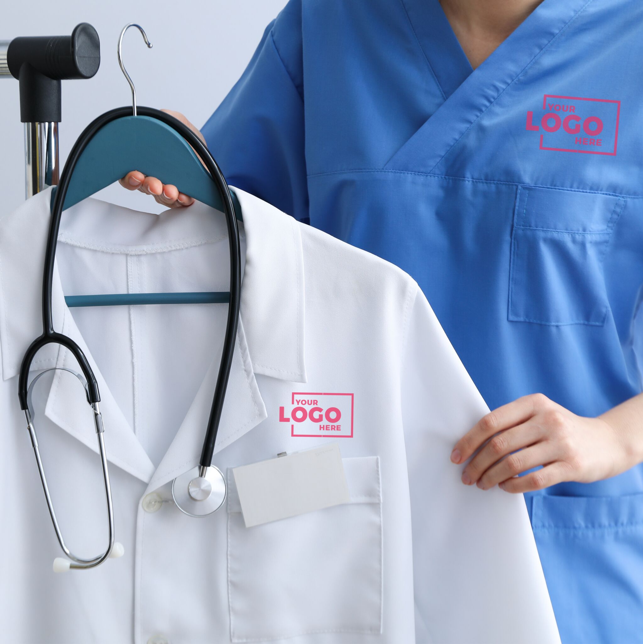 Custom medical uniforms, scrubs, and lab coats for doctors and nurses with embroidered logos by CheapBulkPrint