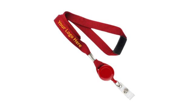 Custom lanyard badge holders with logo — personalized name badge and ID holders for events and businesses