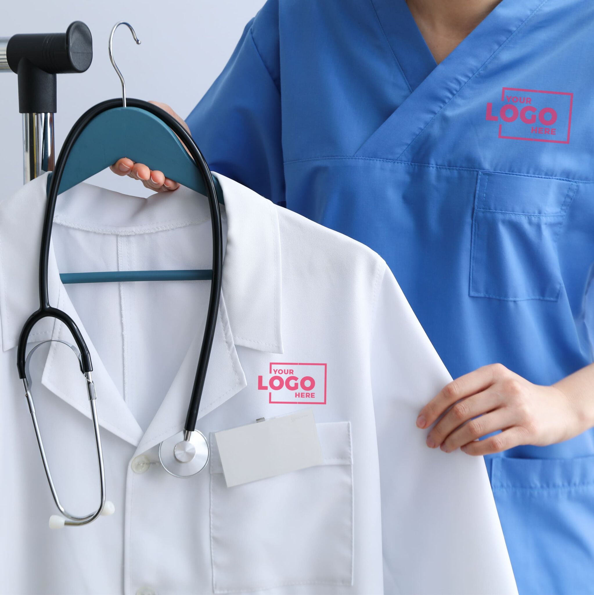 Custom medical uniforms, scrubs, and lab coats for doctors and nurses with embroidered logos by CheapBulkPrint